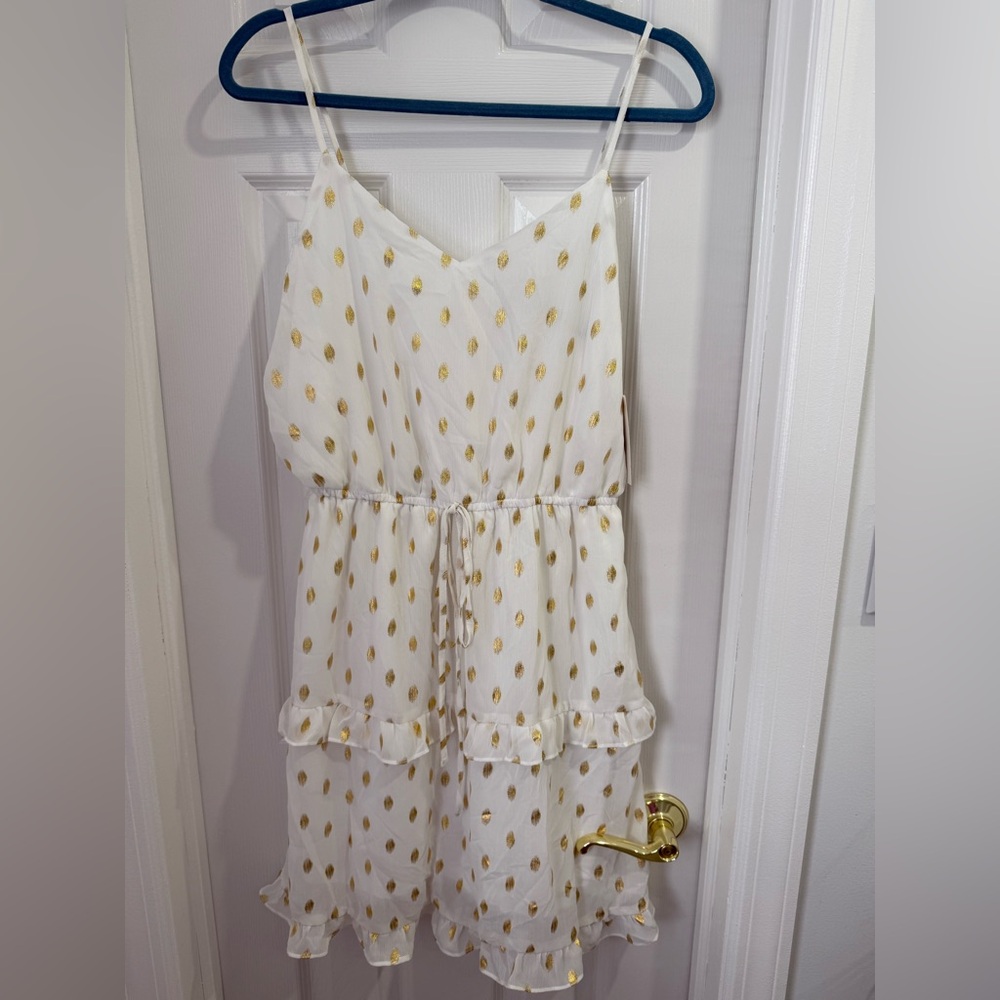 ANDREE BY UNIT White Dress with Gold Dots